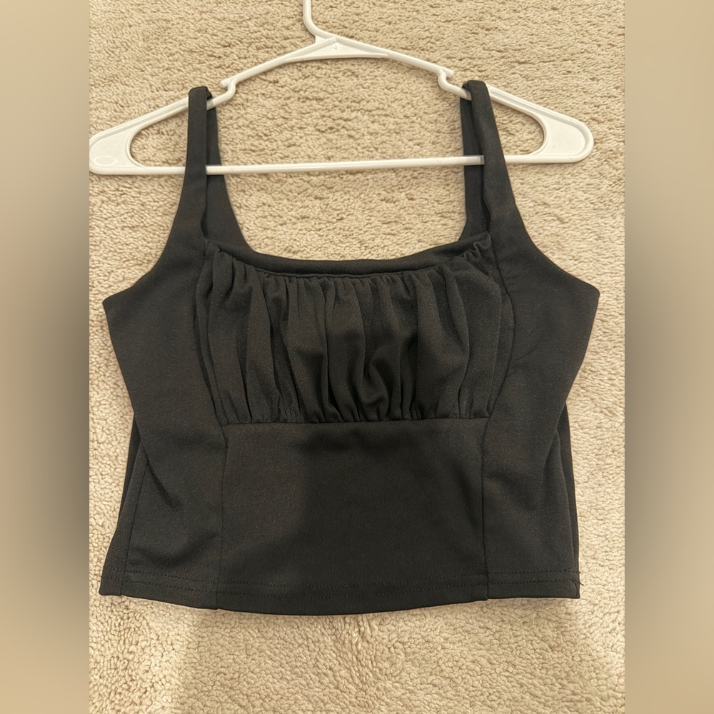SHEIN Black Ruched Crop Top